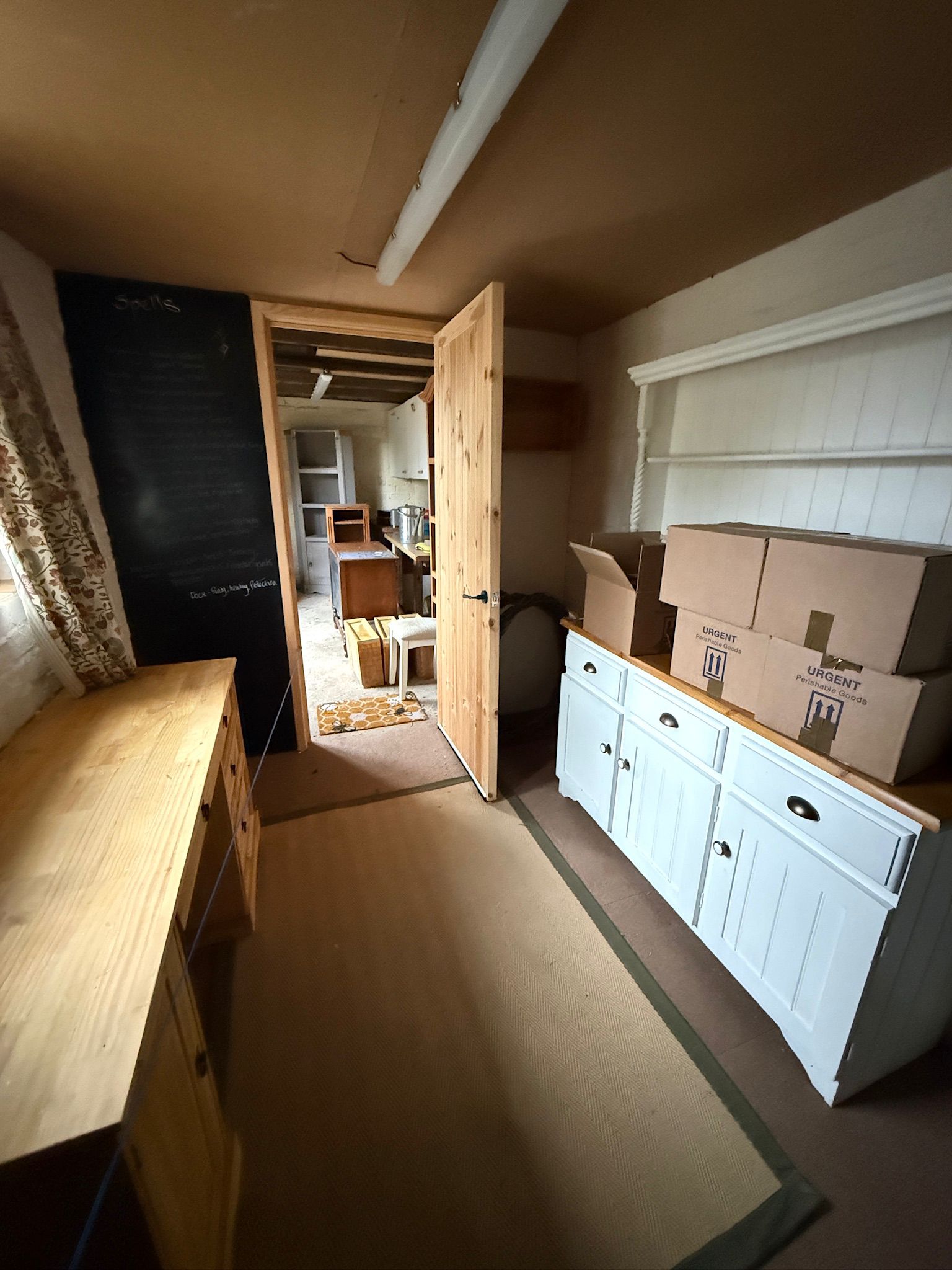 Inside the writing room, looking through to the next space