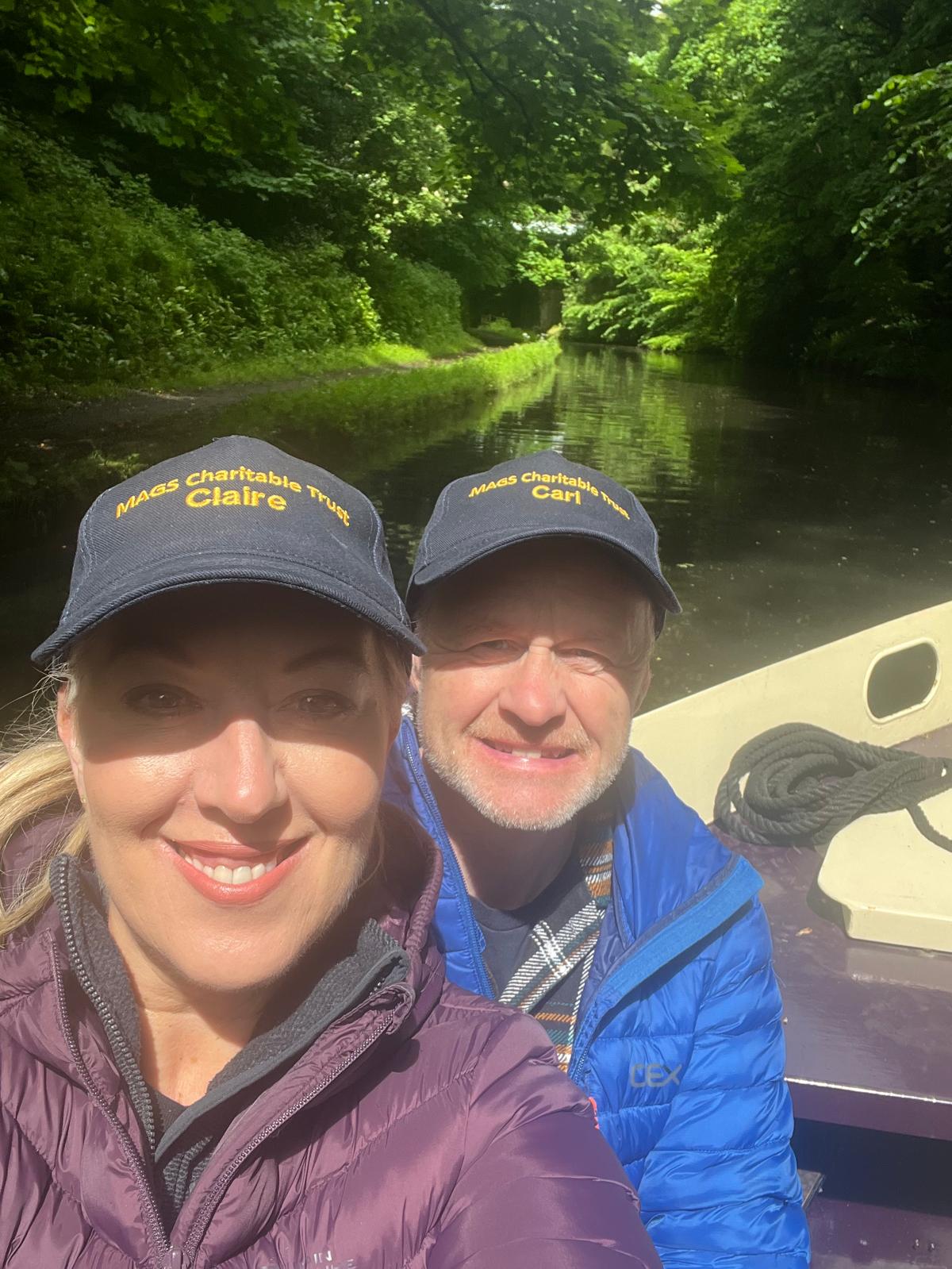 Claire and Carl on a canal boat